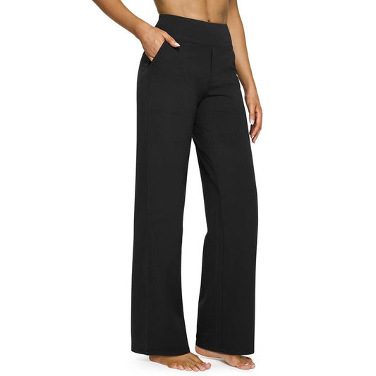 ⚡ Pantalon femme taille haute, style chic décontracté, à jambes larges avec poches