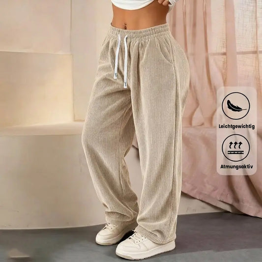 [DERNIER JOUR DE VENTE] Pantalon en velours côtelé pour femme à coupe droite – 100 % coton