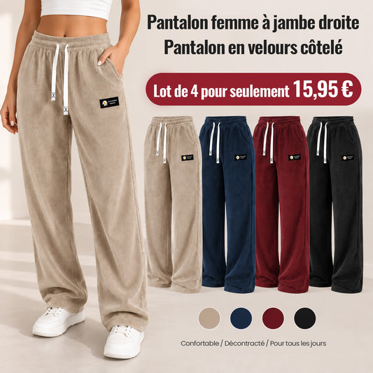 [DERNIER JOUR DE VENTE] Pantalon en velours côtelé pour femme à coupe droite – 100 % coton